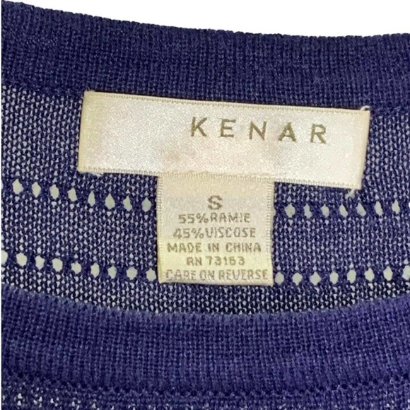 Kenar Women's‎ Sweater Pullover Top Blue White Stripe Sheer Crew Neck Size Small - Picture 5 of 6